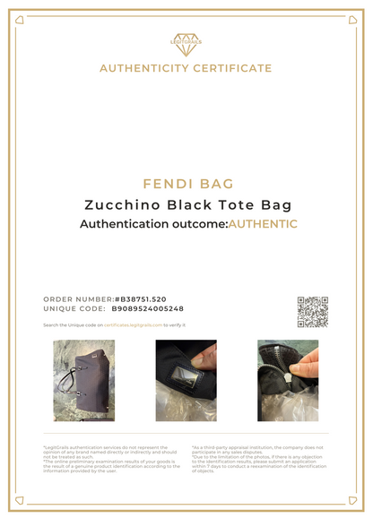 Fendi Zucchino Black Tote Bag