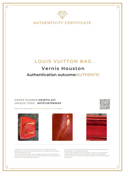 Louis Vuitton Red Vernis Houston Bag