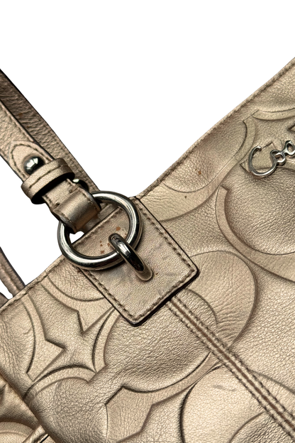 Coach Embossed Metallic Gold Tote Bag