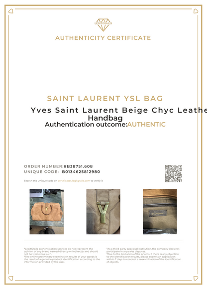 Yves Saint Laurent Beige Chyc Leather Handbag