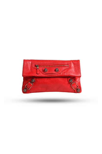 Balenciaga Red Leather Giant Envelope Clutch