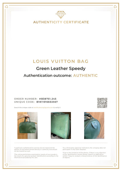 Louis Vuitton Green Leather Speedy Bag