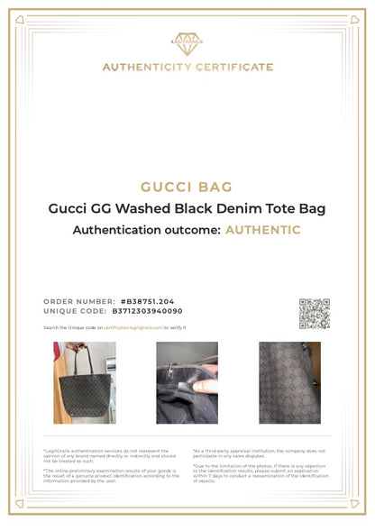 Gucci GG Washed Black Denim Tote