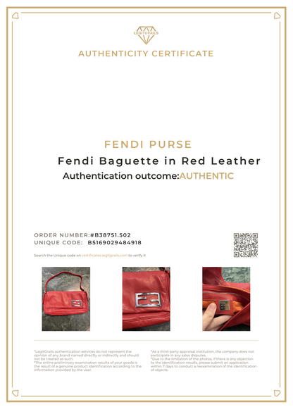 Fendi Red Leather Baguette