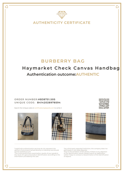 Burberrys Haymarket Check Canvas Handbag