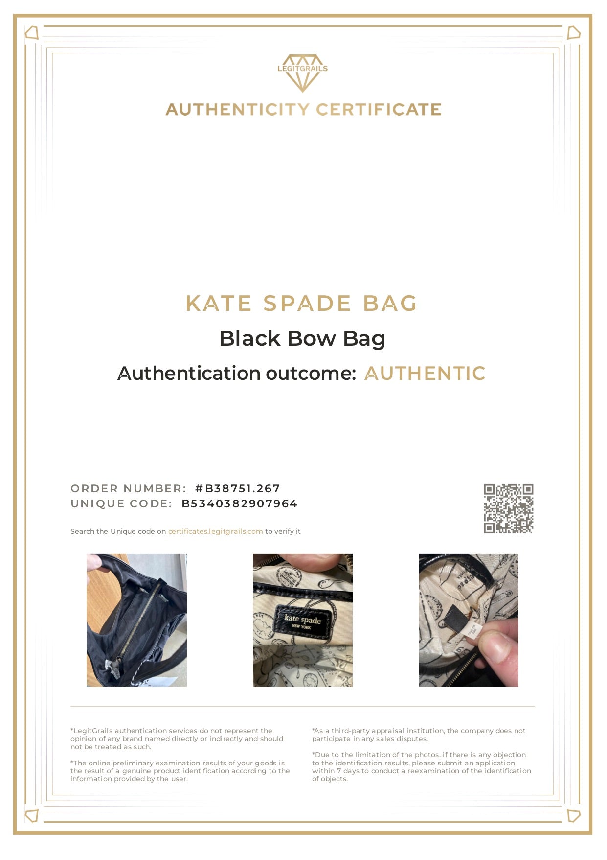 Kate Spade Fabric Black Bow Bag