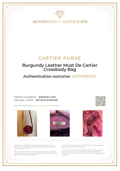 Cartier Burgundy Leather Must De Cartier Crossbody Bag