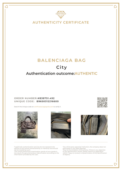Balenciaga Black City Leather Handbag Gunmetal Hardware