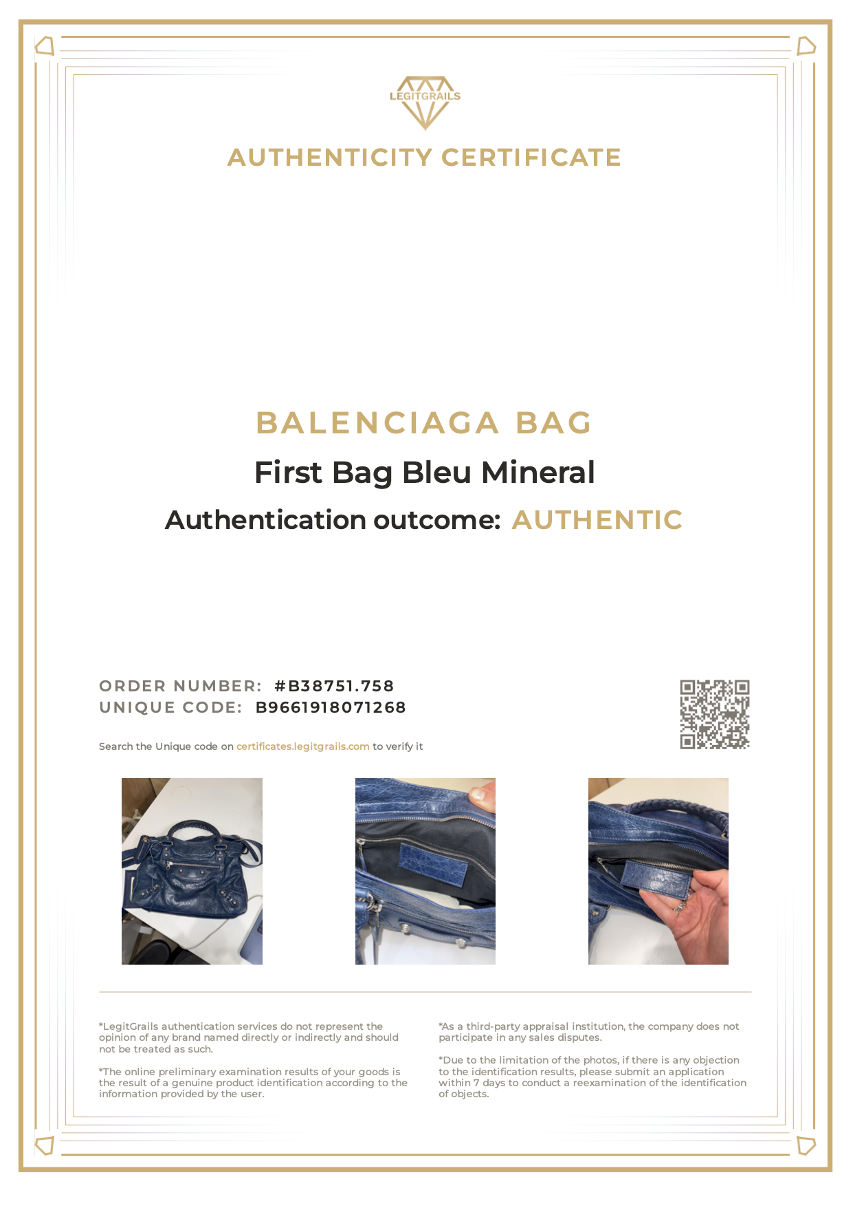 Balenciaga First Bag Bleu Mineral