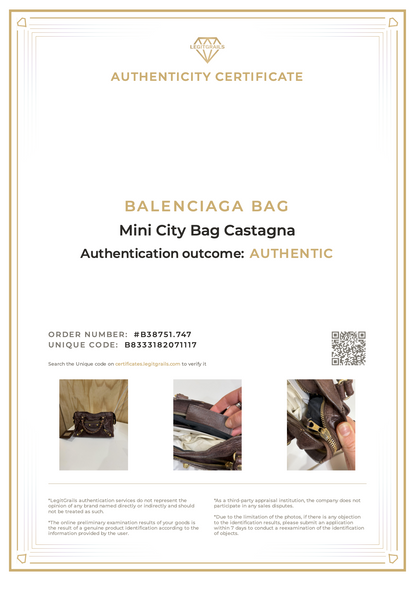 Balenciaga Mini City Bag Castagna Gold