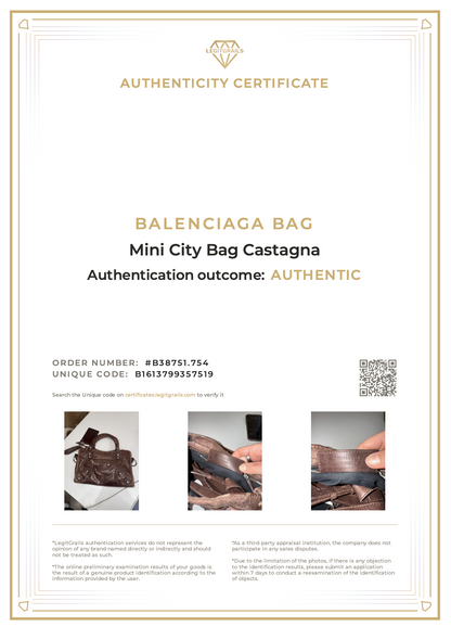 Balenciaga Mini City Bag Castagna Silver