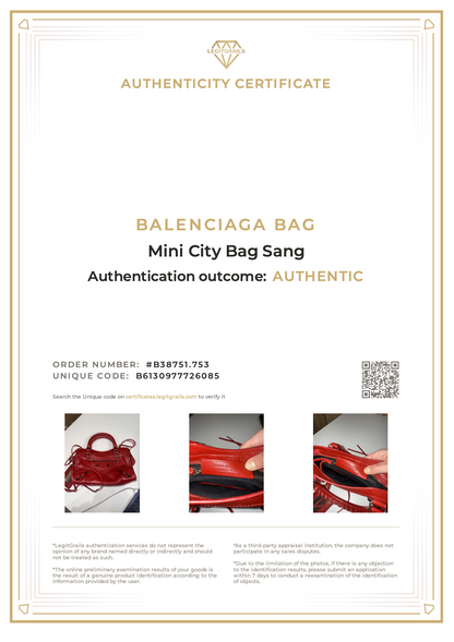 Balenciaga Mini City Bag Sang