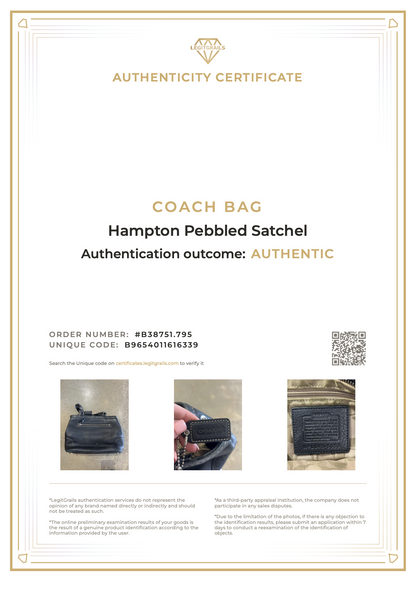 Coach Hampton Pebbled Satchel
