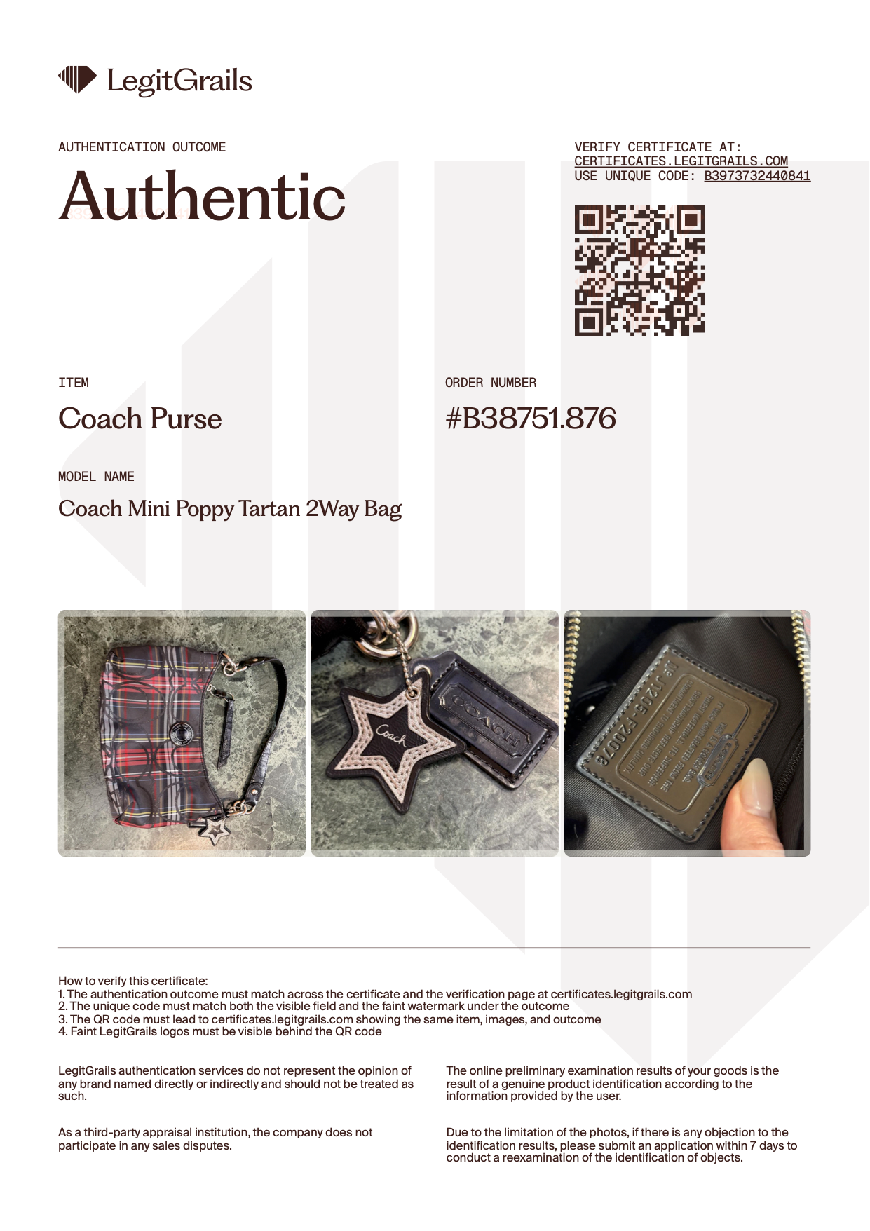 Coach Mini Poppy Tartan 2Way Bag