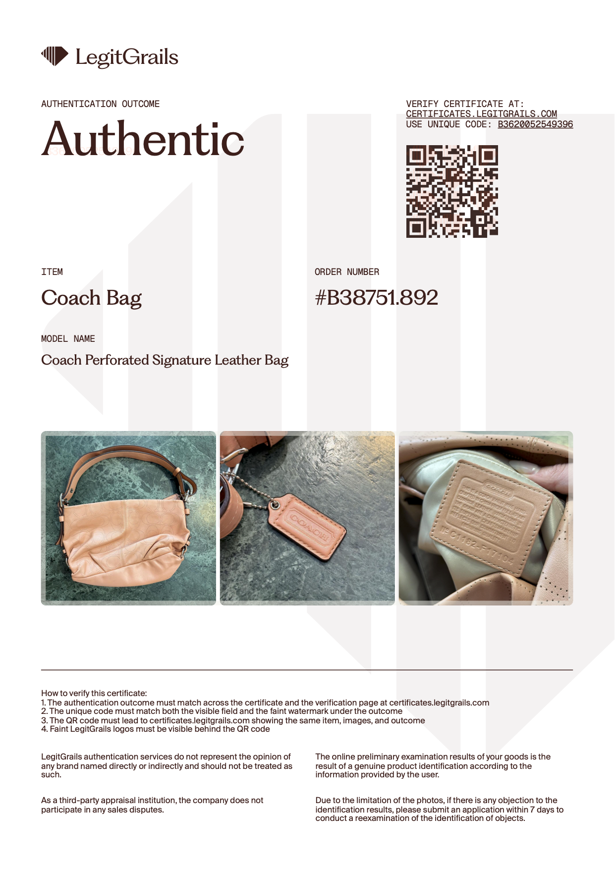 Coach Perforated Signature Leather Bag