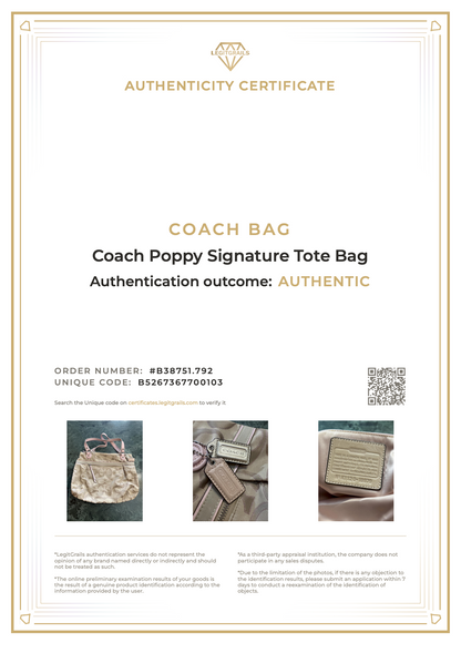Coach Poppy Signature Tote Bag