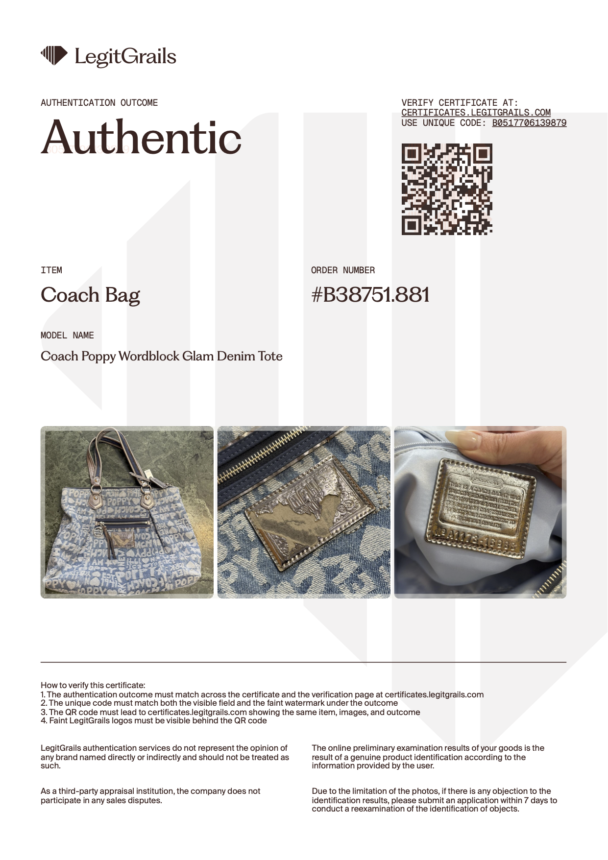 Coach Poppy Wordblock Glam Denim Tote