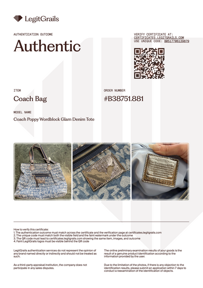 Coach Poppy Wordblock Glam Denim Tote