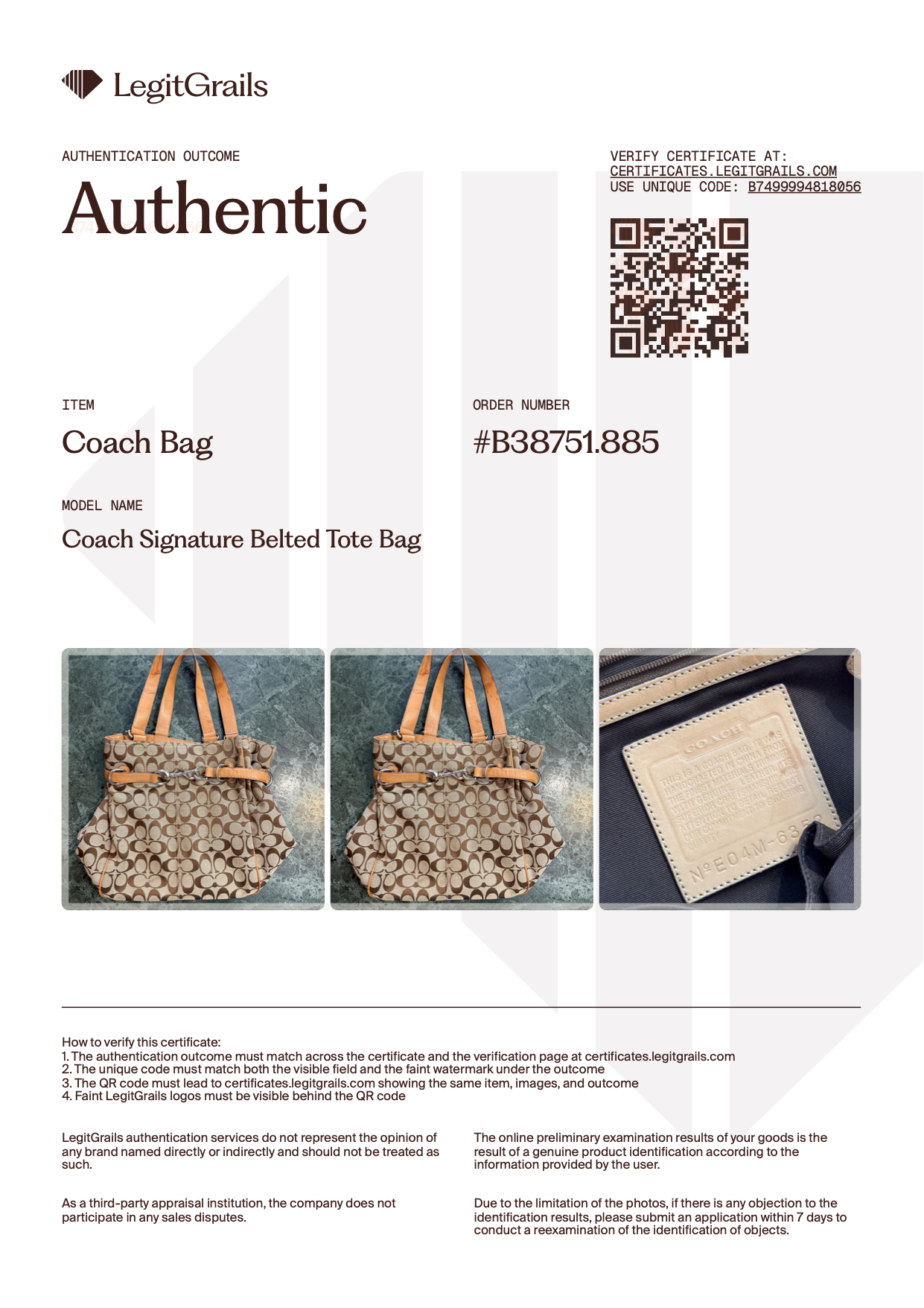 Coach Signature Belted Tote Bag