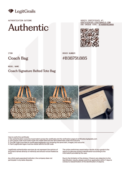 Coach Signature Belted Tote Bag