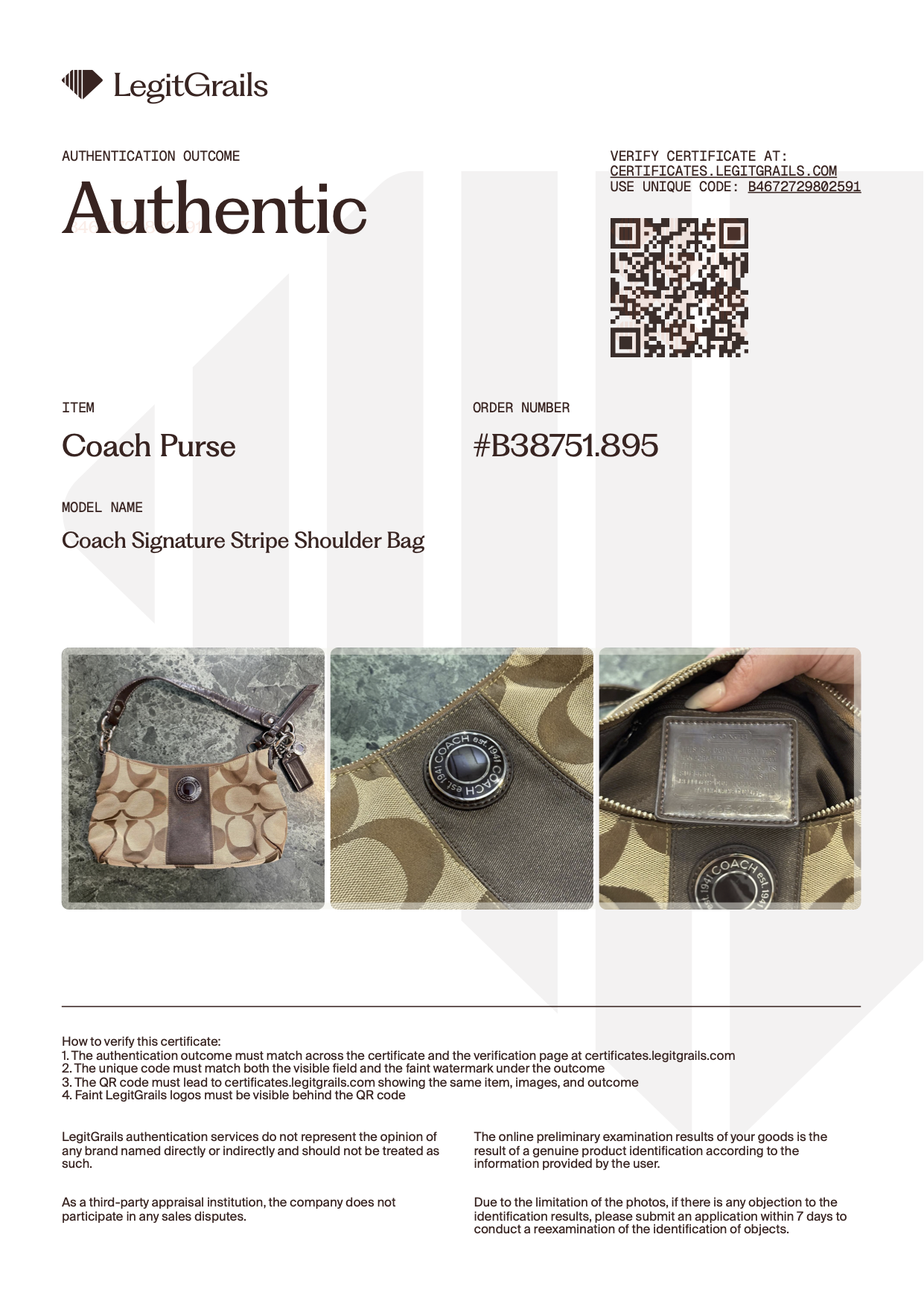 Coach Signature Stripe Shoulder Bag