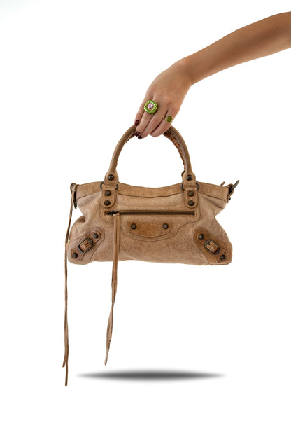 Balenciaga Beige Motorcycle City Bag