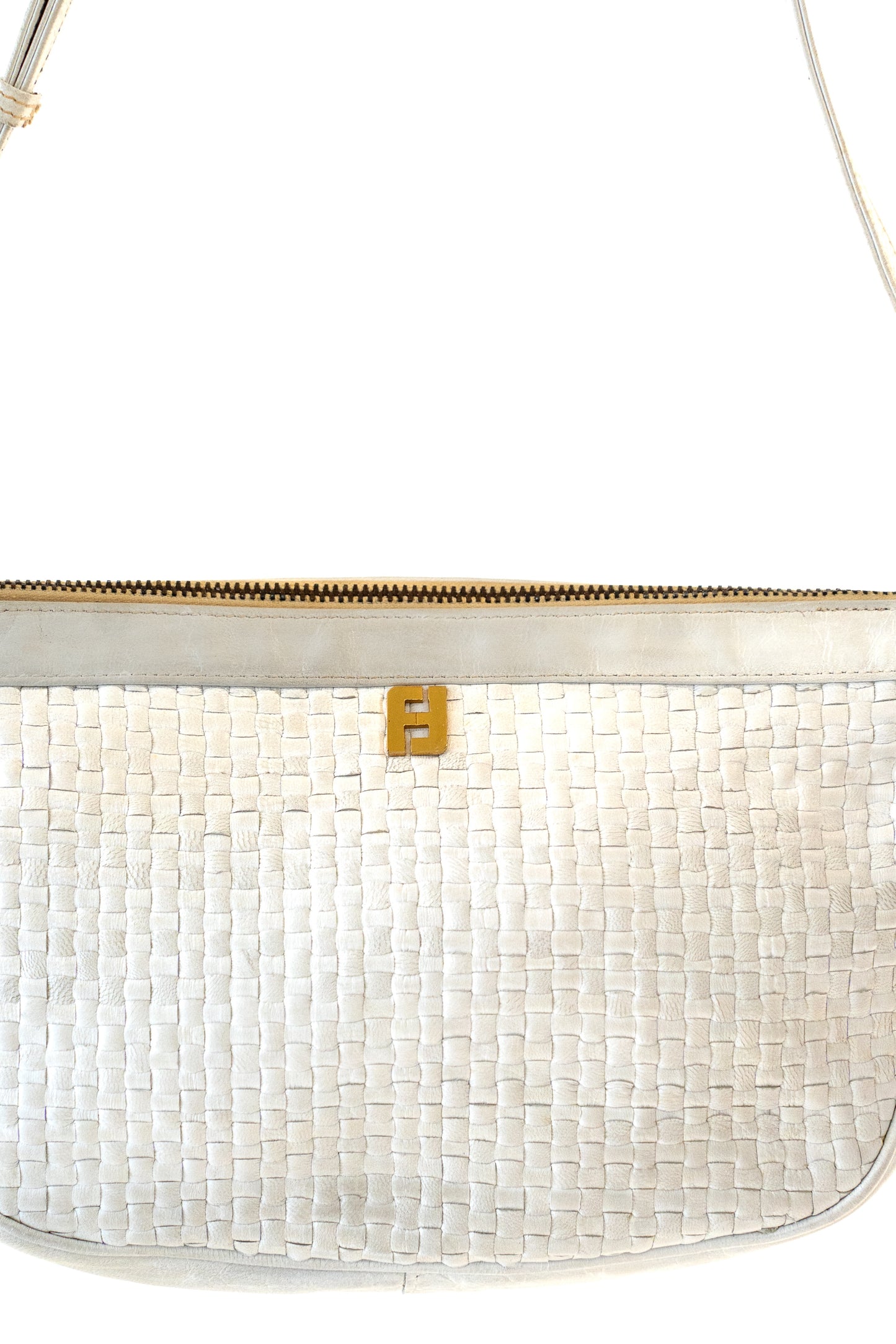 Fendi White Woven Leather Bag