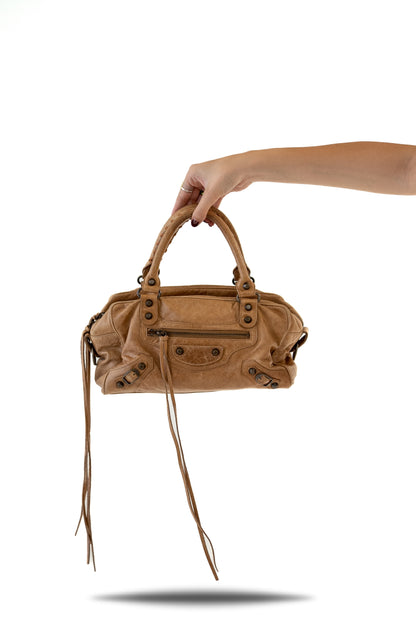 Balenciaga Beige Motorcycle City Bag
