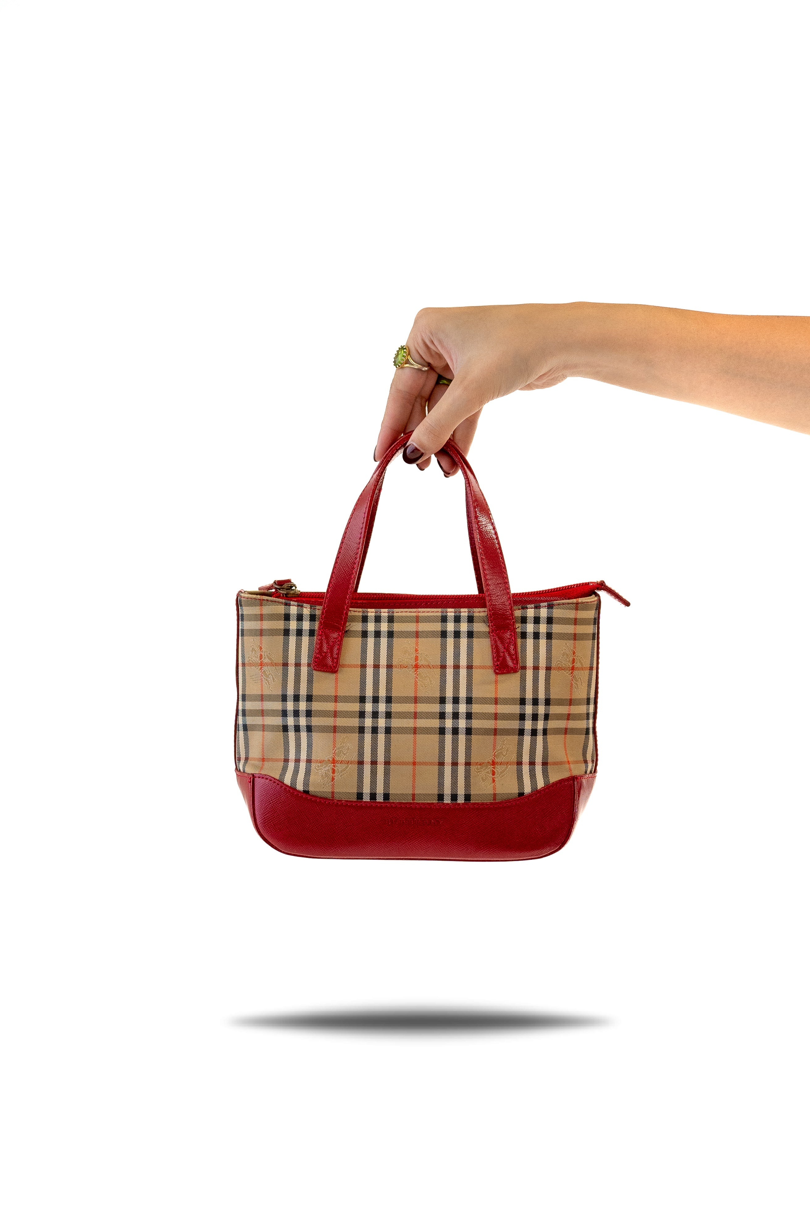 Burberry Nova Check Mini Bag with Red Details