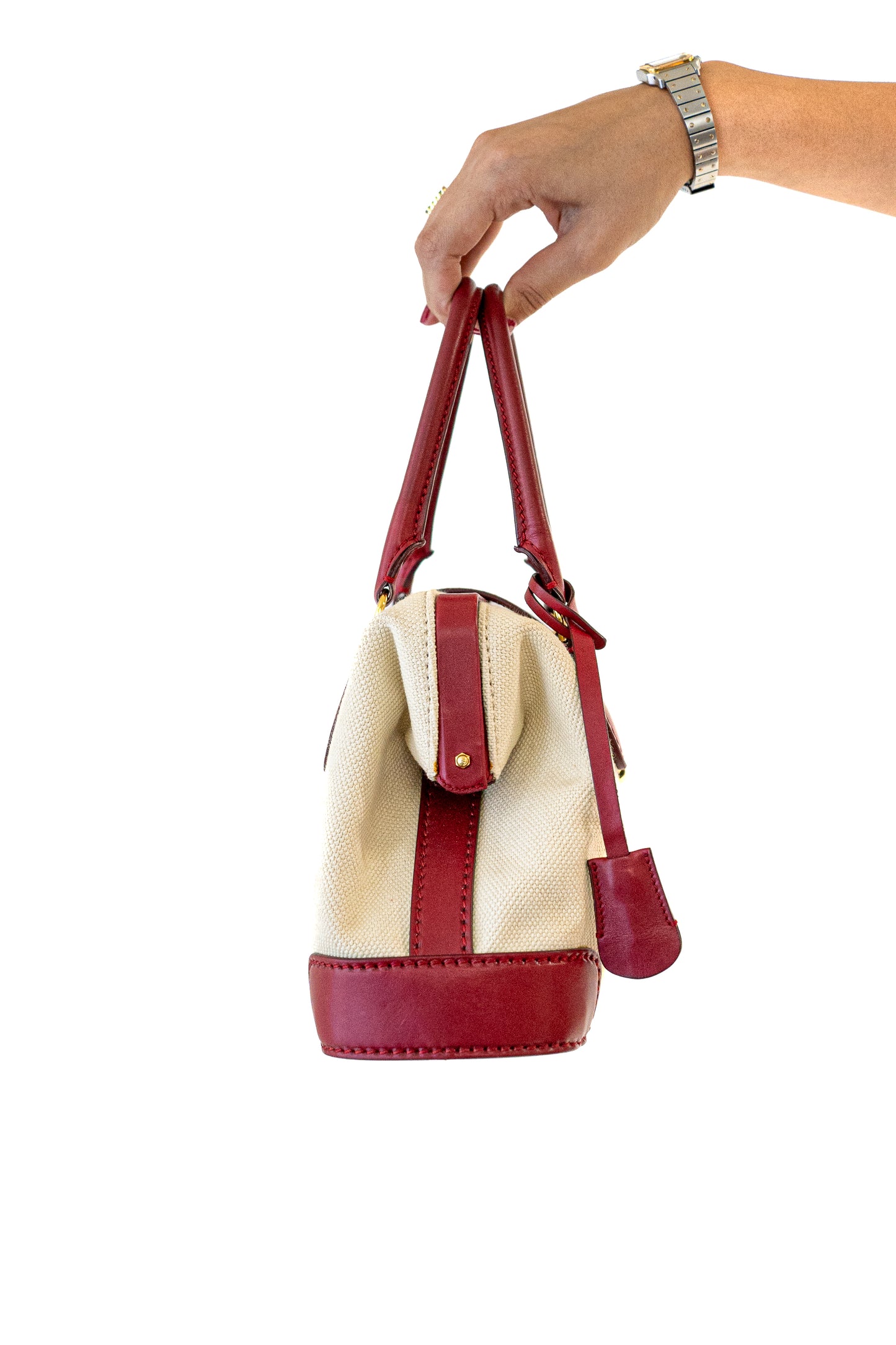 Giorgio Armani Red and Canvas Handbag