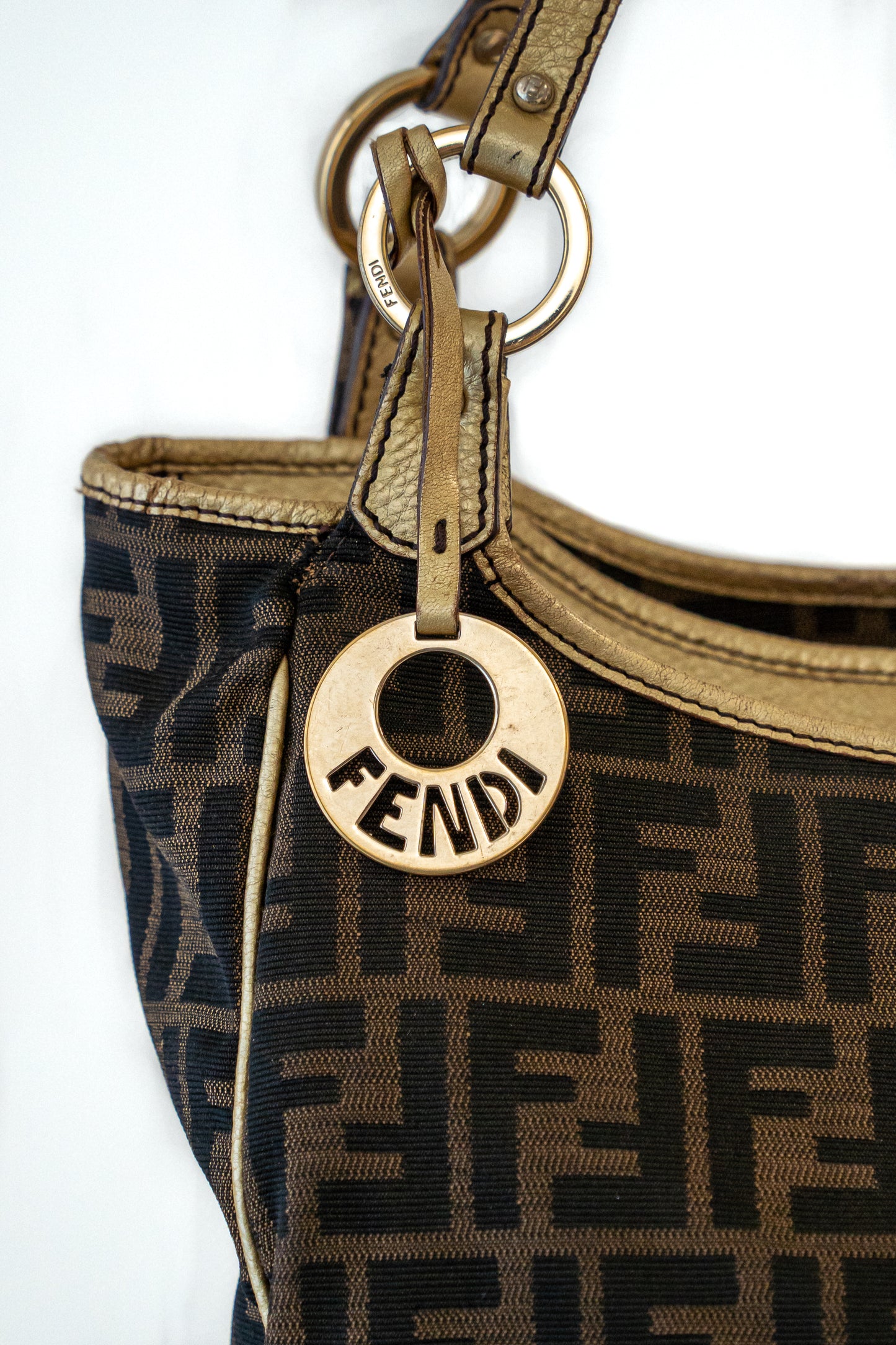 Fendi Gold Zucca Shoulder Bag