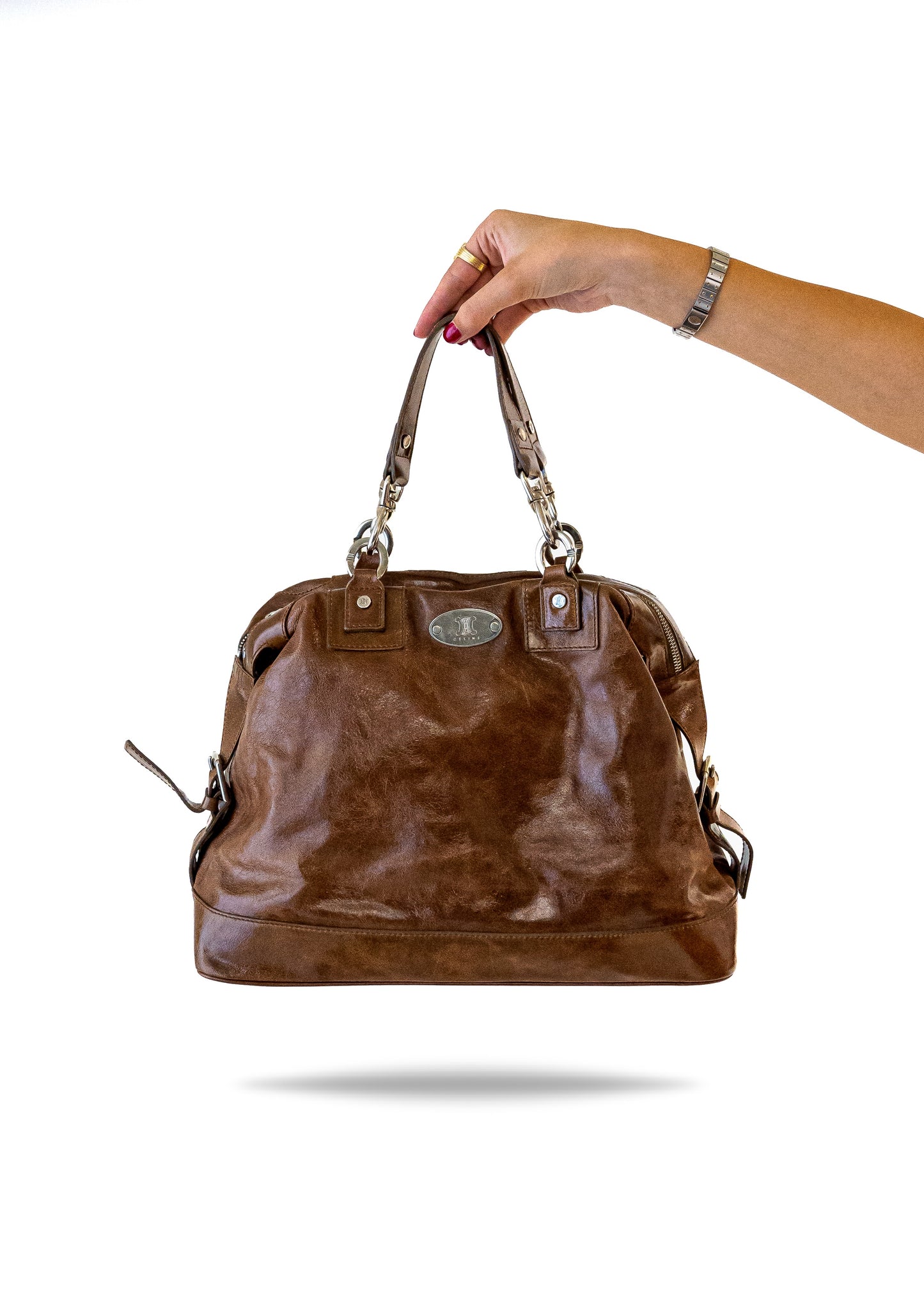 Celine Brown Patent Leather Handbag