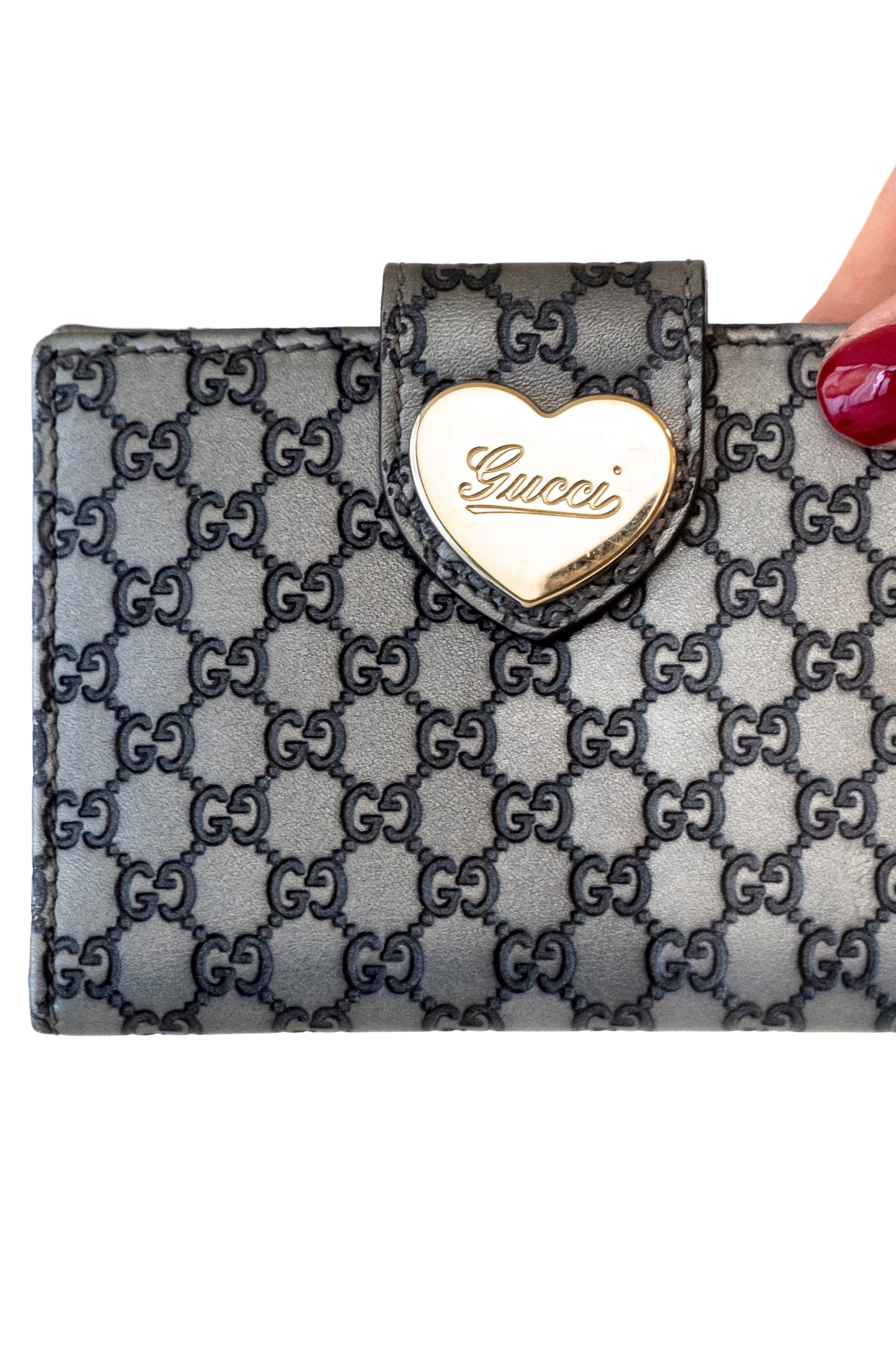 Gucci Grey Heart Detail Wallet