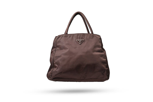 Prada Brown Nylon Tote Bag