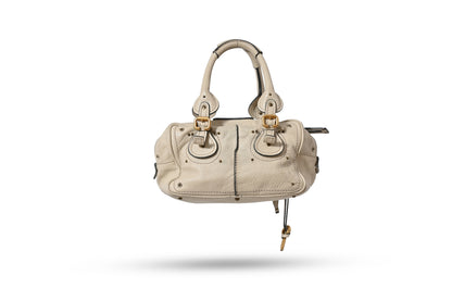 Chloé White Leather Mini Paddington Bag