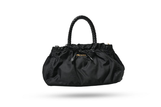 Prada Black Nylon Tessuto w\ Bow