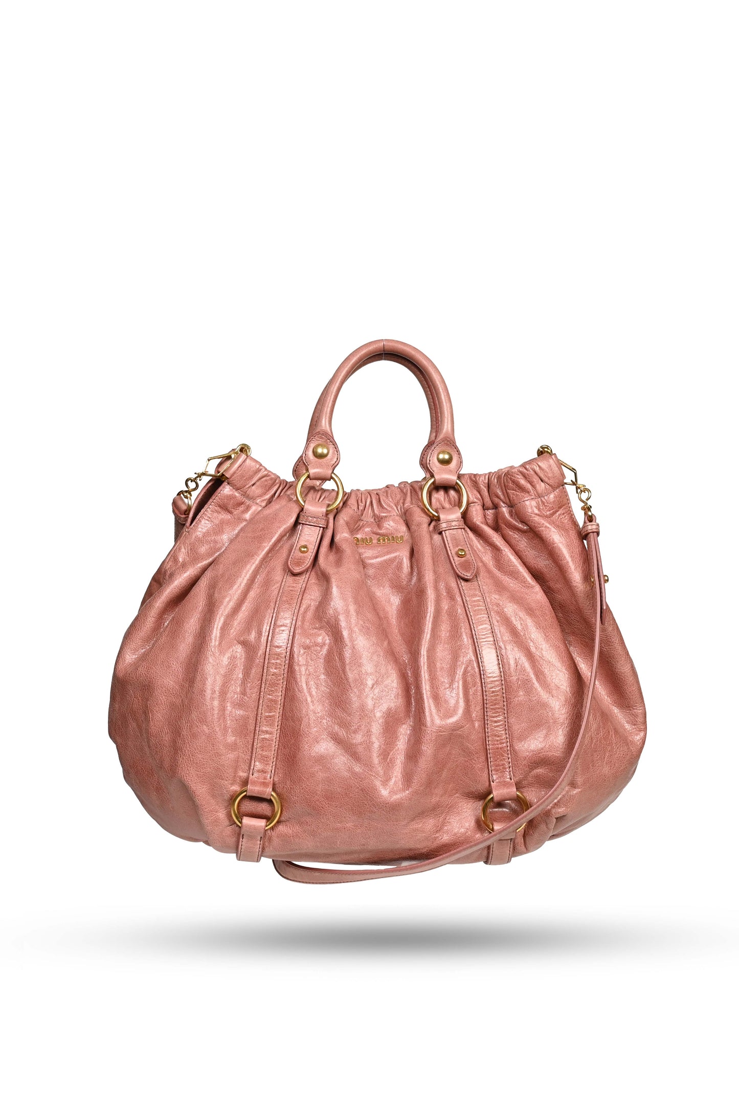Miu Miu Vitello Lux Gathered Tote Bag