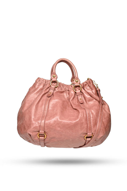 Miu Miu Vitello Lux Gathered Tote Bag