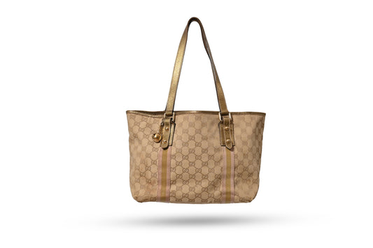 Gucci Gold Monogram Leather Tote Bag