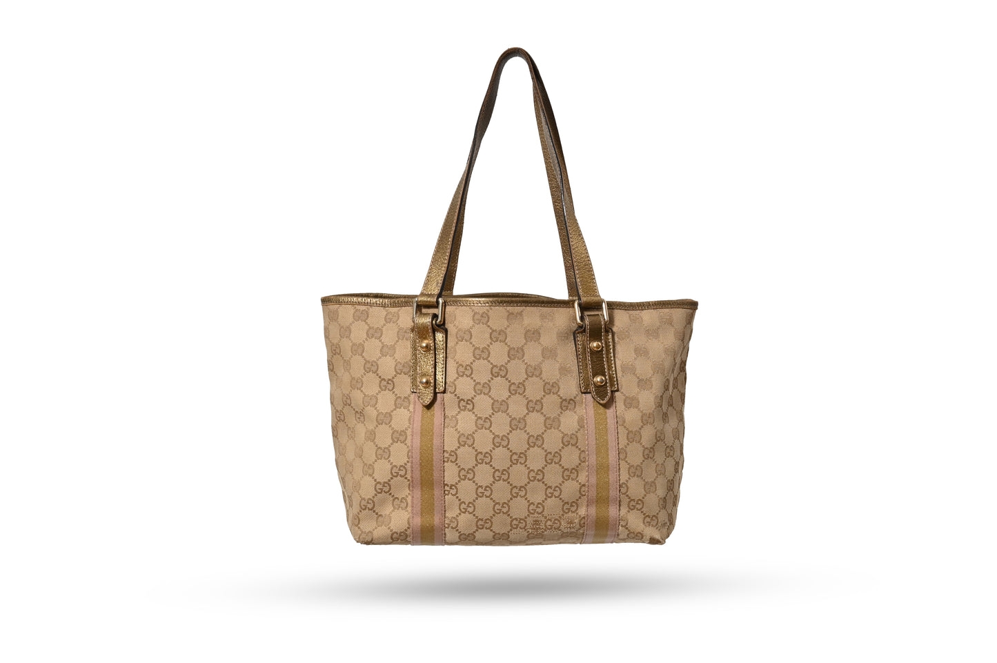 Gucci Gold Monogram Leather Tote Bag