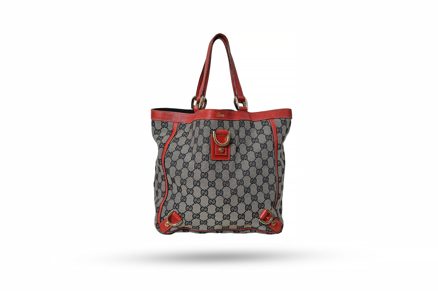 Gucci Navy GG Canvas and Red Leather Abbey Tote