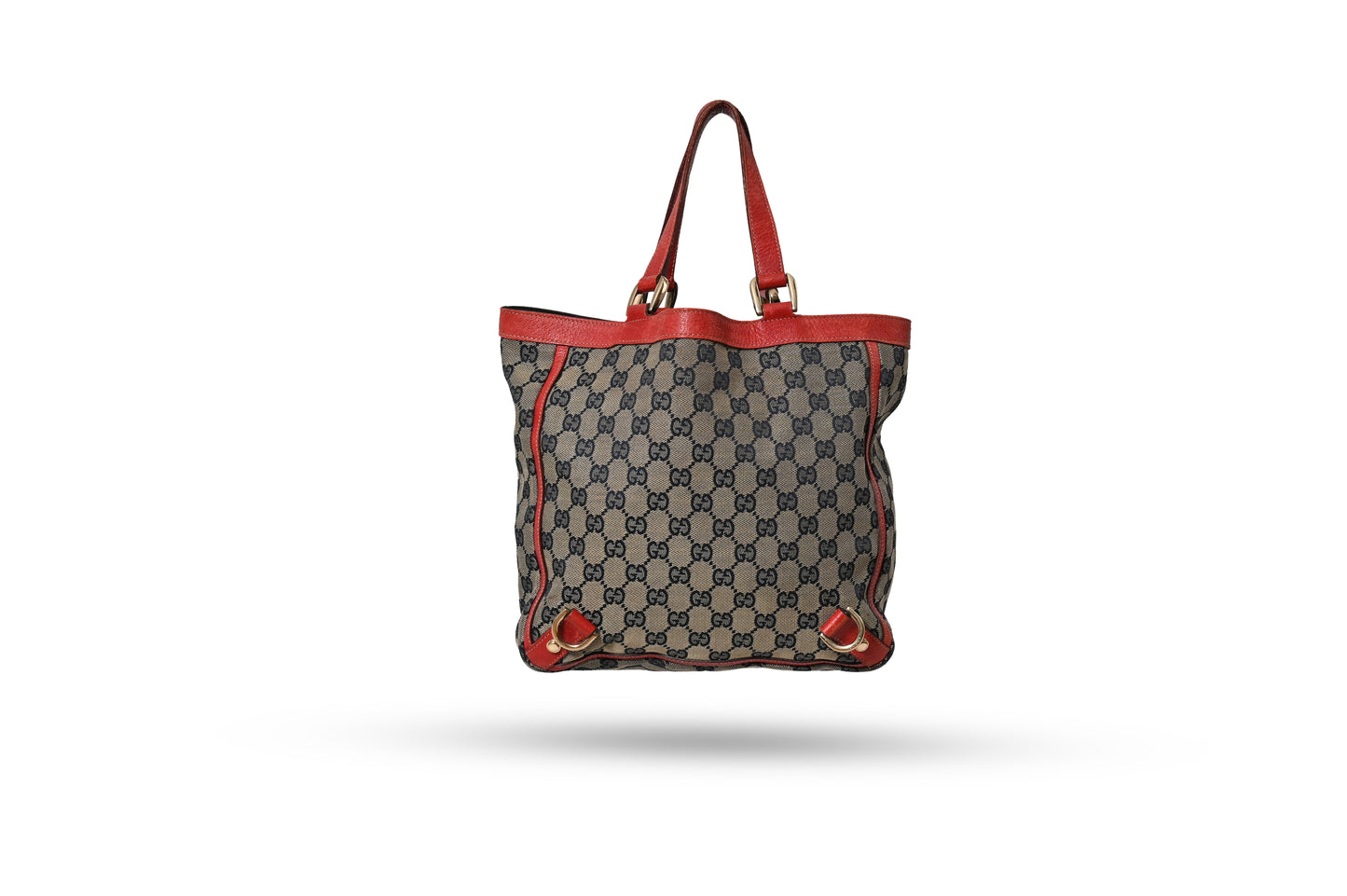 Gucci Navy GG Canvas and Red Leather Abbey Tote