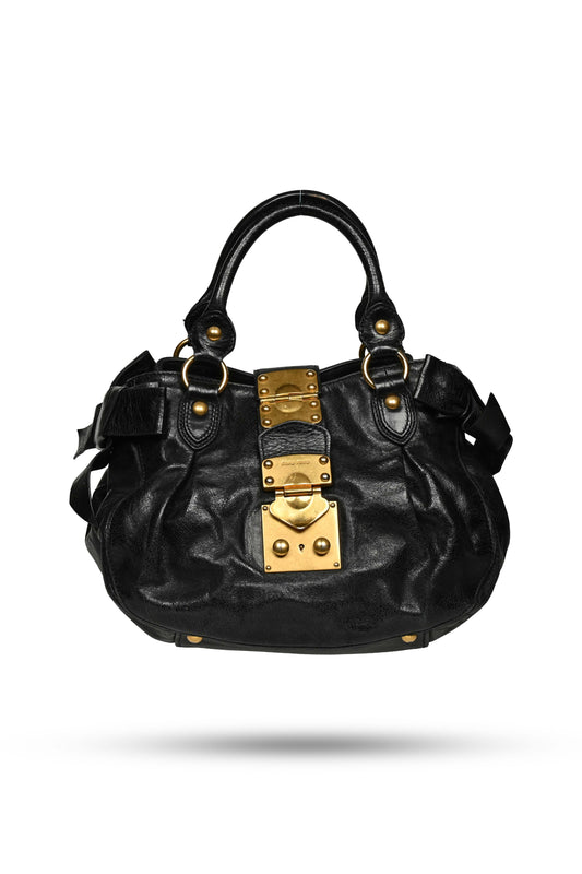 Miu Miu Vitello Bow Bag Black