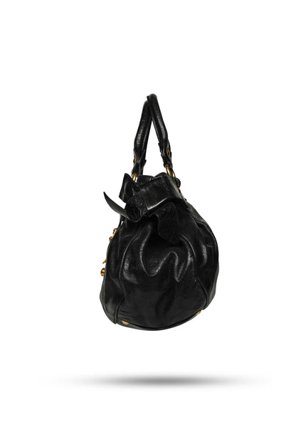 Miu Miu Vitello Bow Bag Black