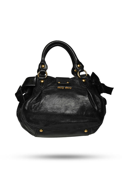 Miu Miu Vitello Bow Bag Black