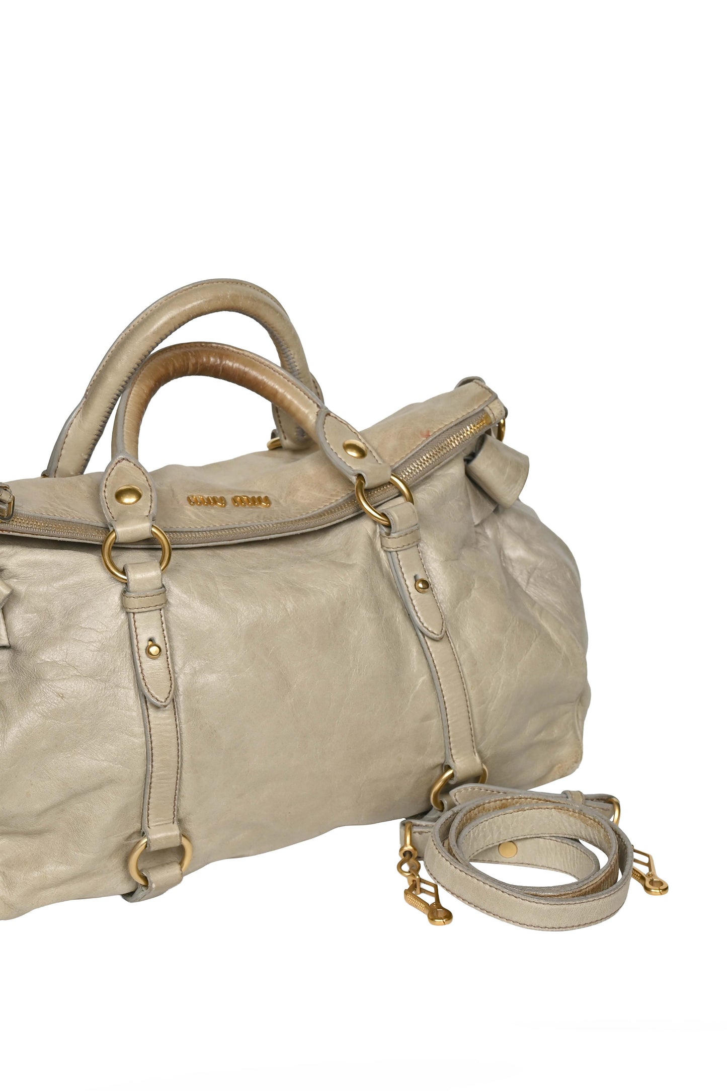 Miu Miu Vitello Lux Bow Bag Sage