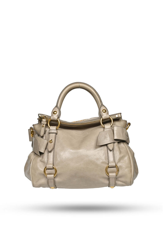 Miu Miu Mini Vitello Lux Bow Bag Sage