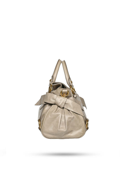 Miu Miu Mini Vitello Lux Bow Bag Sage