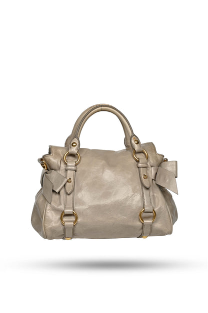 Miu Miu Mini Vitello Lux Bow Bag Sage