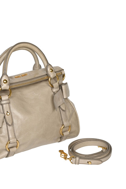 Miu Miu Mini Vitello Lux Bow Bag Sage